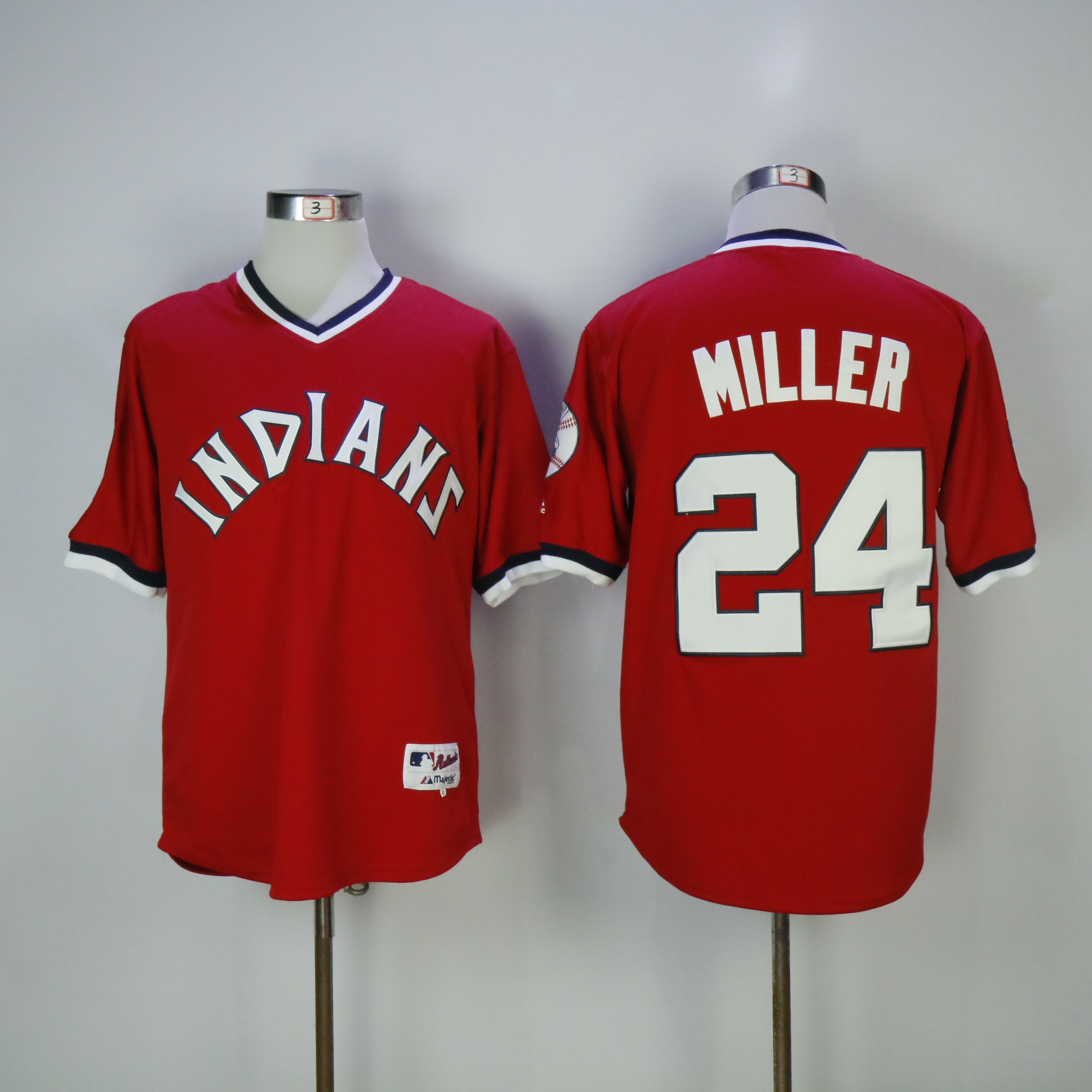 Men Cleveland Indians 24 Miller Red MLB Jerseys